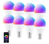 ANTELA Lampadina Alexa E14 4.5W, Smart Bulb LED G45 WiFi Lampadine RGB Bianco freddo Luce bianca calda, Controllo APP, Controllo vocale, Compatibile con Alexa, Google Home, 8Pezzi