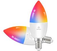 ANTELA Lampadina Alexa E14 Wifi, Dimmerabile Lampadina Smart 4,5W 385Lm 40W equivalente, RGBW bianco freddo caldo, compatibile con Alexa/Google Home, 2 pezzi
