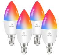 ANTELA Lampadina Alexa E14 Wifi, Dimmerabile Lampadina Smart 4,5W 385Lm 40W equivalente, RGBW bianco freddo caldo, compatibile con Alexa/Google Home, 4 pezzi