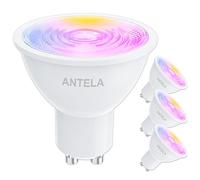 ANTELA Lampadina Alexa GU10 Riflettore 4,5W 350LM, Lampadine Intelligente Multicolore, Controllo App Compatibile con Alexa/Google Home, RGB&2700K-6500K Bianco Freddo Caldo, Nessun Hub Richiesto,4PCS