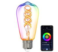 ANTELA Lampadina Intelligente Wifi Vintage Edison ST64, Lampadina Alexa LED E27 4,9W, 1800K e 16 Milioni di Colori, Luce Filamento LED, Compatibile Con Alexa, Google Home e con timing, No Hub