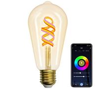 ANTELA Lampadina Intelligente Wifi Vintage Edison ST64, LED E27 4,9W, 1800K e 16 Milioni di Colori, Filamento LED, Compatibile Con Alexa, Google Home, Con Timing, No Hub
