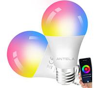 ANTELA Lampadine Alexa E27 Smart WiFi LED 9 W 806 lm RGB 2700 K-6500 K, compatibile con Google Home/Alexa, 2 pezzi
