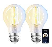 ANTELA Lampadine Alexa Inteligente Filamento, Lampadina Intelligente Wifi E27 7W LED 2700K-6500K Bianco Freddo/Caldo, Compatibile con Alexa/Google Home, Controllo Vocale, Controllo APP, 2Pezzi