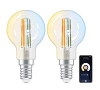 ANTELA Lampadine Alexa Inteligente WiFi LED Dimmerabile E14 P45, 4,5W 470LM 2700K-6500K Bianco Freddo/Caldo, Compatibile con Alexa/Google Home, Controllo Vocale, Controllo APP, 2Pezzi