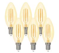 ANTELA Lampadine Filamento LED E14, Forma a Candela C35, 4W (equivalenti a 40W), 470LM, 2700K Luce Bianca Calda, Non Dimmerabile, 6 Pezzi