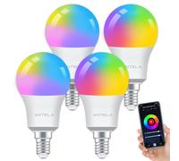 ANTELA Lampadine LED Alexa Inteligente WiFi E14, Dimmerabile Lampadina Smart 7W 806ML 60W equivalente, RGB & 2700K-6500K bianco freddo caldo, compatibile con Alexa/Google Home, 4 pezzi