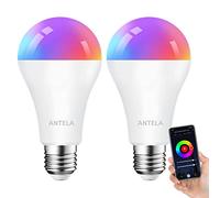 ANTELA Lampadine LED Alexa Inteligente WiFi E27 12W 1350LM, Dimmerabile Lampadina Smart, 94W equivalente, RGB & 2700K-6500K bianco freddo caldo, compatibile con Alexa/Google Home, 2 pezzi