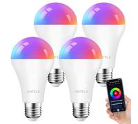 ANTELA Lampadine LED Alexa Inteligente WiFi E27 12W 1350LM, Dimmerabile Lampadina Smart, 94W equivalente, RGB & 2700K-6500K bianco freddo caldo, compatibile con Alexa/Google Home, 4 pezzi