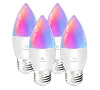 ANTELA Lampadine LED Alexa Inteligente WiFi E27 C37, 4,9W 470LM Dimmerabile RGB & 2700K-6500K Bianco Freddo Caldo, Compatibile con Alexa/Google Home, 4Pezzi