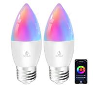 ANTELA Lampadine LED Alexa Inteligente WiFi E27 C37, 4,9W 470LM Dimmerabile RGB & 2700K-6500K Bianco Freddo Caldo, Compatibile con Alexa/Google Home, 2Pezzi
