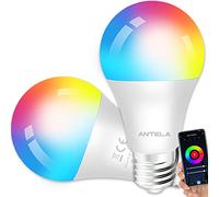 ANTELA Lampadine LED Alexa Inteligente WiFi E27, Dimmerabile Lampadina Smart 9W 1000ML 72W equivalente, RGB & 2700K-6500K bianco freddo caldo, compatibile con Alexa/Google Home, 2 pezzi