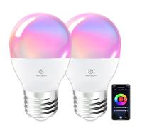 ANTELA Lampadine LED Alexa Inteligente WiFi E27 G45, 4,9W 470LM Dimmerabile RGB & 2700K-6500K Bianco Freddo Caldo, Compatibile con Alexa/Google Home, 2Pezzi