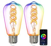 ANTELA Lampadine Smart E27, 5W Smart LED Edison ST64 (Trasparente-2) Vintage Bulb, Dimmerabile Lampadine Alexa RGB, Controllo APP Compatibile con Google Home, 2 pezzi