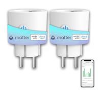 ANTELA Matter Presa Smart Wifi, Presa Intelligente 16 A, Misurazione del Consumo Energetico, Compatibile con Alexa/Google Home/Smarthings, Telecomando App, 2,4 GHz, 2Pz