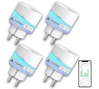 ANTELA Matter Presa Smart Wifi, Presa Intelligente 16 A, Misurazione del Consumo Energetico, Compatibile con Alexa/Google Home/Smarthings, Telecomando App, 2,4 GHz, 4Pz