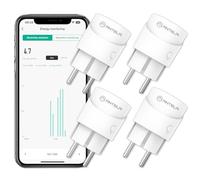 ANTELA Mini Presa Smart Wifi Type F, Presa Intelligente Compatibile con Alexa & Google Home, Smart Plug con Monitoraggio Energia, Temporizzata, Controllo Remoto, 4Pezzi