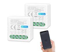 ANTELA Mini Relè Interrutore WiFi e Bluetooth 10A 1 Canale | Compatibile con Alexa e Google Home, Smart Life APP, Non è necessario un hub, 2Pz, 2.4Ghz wifi