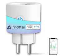 ANTELA Presa Intelligente Wifi Matter 16 A, Misurazione del Consumo Energetico, Compatibile con Alexa/Google Home/Smarthings, Telecomando App, 2,4 GHz, 1 PC