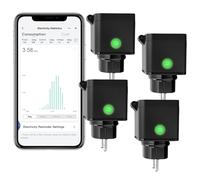 ANTELA Presa Smart Wifi per Esterno, Presa Intelligente Compatibile con Alexa e Google Home, Smart Plug Monitoraggio del Consumo Energetico, Telecomando, Timer, 2,4 Ghz, 16A, IP54，4Pz