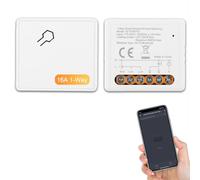 ANTELA Relè Interrutore Mini Smart 1 Way 16A con Misurazione di Consumo | Wi-Fi e Bluetooth, Compatibile con Alexa e Google Home, Telecomando, 2.4Ghz WIFI, 2pezzi