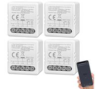 ANTELA Relè Interrutore WiFi e Bluetooth 1 Canale 10A, Interruttore WiFi Mini Compatibile con Alexa e Google Home, Smart Life APP, non è necessario un hub, 4Pz
