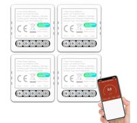 ANTELA Smart Relè Wi-Fi e Bluetooth 1 canale 16 A, solo con monitoraggio dell'energia, Smart Life APP, nessun hub richiesto, 4 pezzi