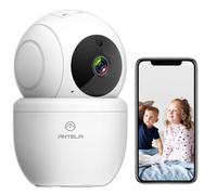 ANTELA Telecamera di Sicurezza WiFi 1080P, Audio Bidirezionale, 355°/80° Grandangolare, Visione Notturna, Rilevamento del Movimento, Compatibile con Alexa/Google Home