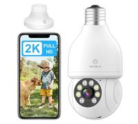 ANTELA Telecamera Lampadina Wifi Interno 3MP/2K, audio bidirezionale, visione notturna a colori, rilevamento del movimento, registrazione 24/7, compatibile con Alexa e Google Home, 2,4GHz