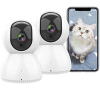 ANTELA Telecamera Wifi Interne Interno 2,4/5GHz, 1080P Videocamera di Sorveglianza, 355°/90°, Audio a 2 vie, Visione Notturna IR, Rilevamento del Movimento, Compatibile con Alexa/Google Home(2pcs)