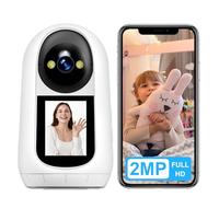 ANTELA Telecamera Wifi Interno 2MP, videocamera bidirezionale con schermo da 2,4 pollici, 355°/90°, visione notturna IR e rilevamento del movimento, compatibile con Alexa/Google Home, 2,4GHz