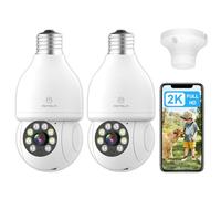 ANTELA Telecamera Wifi Interno 3MP/2K, audio bidirezionale, visione notturna a colori, rilevamento del movimento, registrazione 24/7, compatibile con Alexa e Google Home, 2,4GHz, 2 Pack