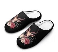 Antelope Head Wear Flowers Pantofole da uomo casual slip on calde scarpe da casa con suola in gomma per interni ed esterni, Stile:, 7-8(40-41)