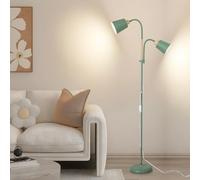 ANTENLICHT Lampada da terra YOYO con luce lettura | E27 max 60W | 2 teste orientabili 360° | Design vintage moderna in metallo per soggiorno | Altezza 159cm verde, senza lampadina