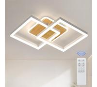 ANTENLICHT plafoniera led soffitto moderna plafoniera salotto Dimmerabile, 40W 3600LM Lampada da Soffitto, Funzione di Memoria, per Soggiorno, Camera da Letto, Sala da Pranzo, Legno-Bianco 65x42x12cm