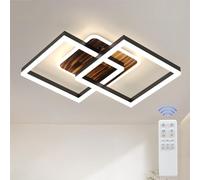 ANTENLICHT plafoniera led soffitto Vintage plafoniera salotto Dimmerabile, 40W 3600LM Lampada da Soffitto, Funzione di Memoria, per Soggiorno, Camera da Letto, Sala da Pranzo, Legno-Nero 65x42x12cm