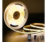 ANTENLICHT Striscia LED COB 5 m, 4000 K, 36 W, dimmerabile, con telecomando, CRI90+, 24 V, 8 mm di larghezza, striscia luminosa autoadesiva, accorciabile, per decorazione domestica, illuminazione