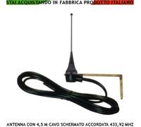 ANTENNA 433,92 MHZ AUTOMATISMI RICEVENTI RADIO WIRELESS GUADAG 2 DBI CAVO 4,5 MT