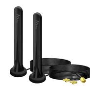Antenna 5G/4G LTE Esterna, 2 Pezzi, 15dBI Omnidirezionale, 600-6000 MHz, Cavo 3M, Base Magnetica, Connettore SMA/TS9
