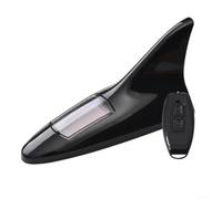 Antenna a LED a forma di pinna di squalo, con telecomando, per tettuccio dell'auto, luce stroboscopica, lampeggiante, sensore di vibrazione, decorazione blu (nero)
