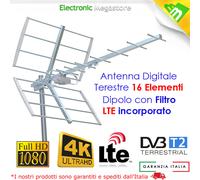 ANTENNA DA ESTERNO UHF AMPLIFICATA CON FILTRO LTE PER TV Digitale Terrestre