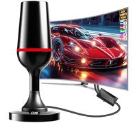 Antenna DVB-T/DVB-T2 con amplificatore, portata 450+ km e ricezione a 360°, antenna compatta per interni con base magnetica, adatta per TV 4K 1080P e moderni