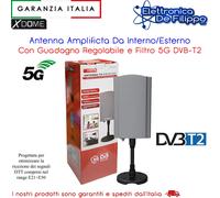 Antenna Amplificata Da Interni/Esterni DVB-T/T2 Guadagno Regolabile - Filtro LTE