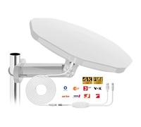 Antenna DVBT2, antenna da camera DVB-T e DVB-T2, con amplificatore, per interni ed esterni, antenna digitale con amplificatore per esterni, angolo di ricezione a 360°, resistente alle intemperie, ai