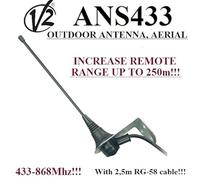 Antenna esterna V2 ANS433 per qualsiasi automazione del cancello da 433 a 868 Mhz 50 Ohm Portata fino a 250 m