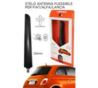ANTENNA FLESSIBILE IN GOMMA VENZO FLEX FLAT NERO OPACO 120MM AUTO FIAT LANCIA