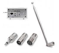 Antenna FM per interni, 75 cm, antenna radio DAB telescopica a 7 sezioni, connettore maschio tipo F con 3 adattatori per ricevitore stereo AV HiFi, radio da tavolo, mini sistema (1 set argento)