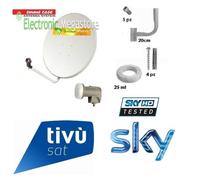 ANTENNA PARABOLA SATELLITARE 80CM + LNB + 25 METRI DI CAVO 5MM + SUPPORTO A MURO