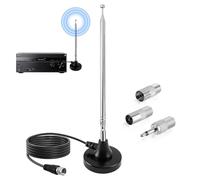 Antenna radio DAB FM digitale telescopica per uso interno con base magnetica, cavo di estensione da 3 m, adattatore di alimentazione per antenna DAB, radio FM, sistema stereo, ricevitore radio