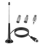 Antenna Radio FM e DAB Interna per Stereo HiFi da Casa, Base Magnetica 75 Ohm, Cavo di Prolunga Telescopico 3 m, Compatibile con Amplificatori Stereo, Sintonizzatori HiFi, Ricevitori Audio Video